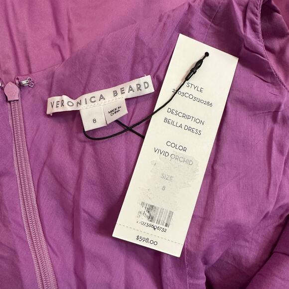 NEW Veronica Beard Asymmetric Ruffle Midi Dress Purple - Picture 3 of 8